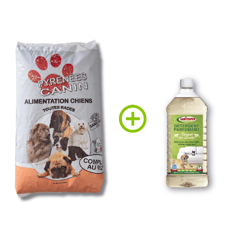 Pack Croquettes Chien Complet au Riz 26/14 + Saniterpen | Pyrénées Canin