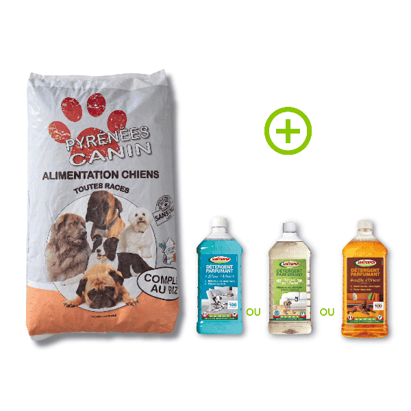 Pack Croquettes Chien Complet au Riz 26/14 + Saniterpen | Pyrénées Canin