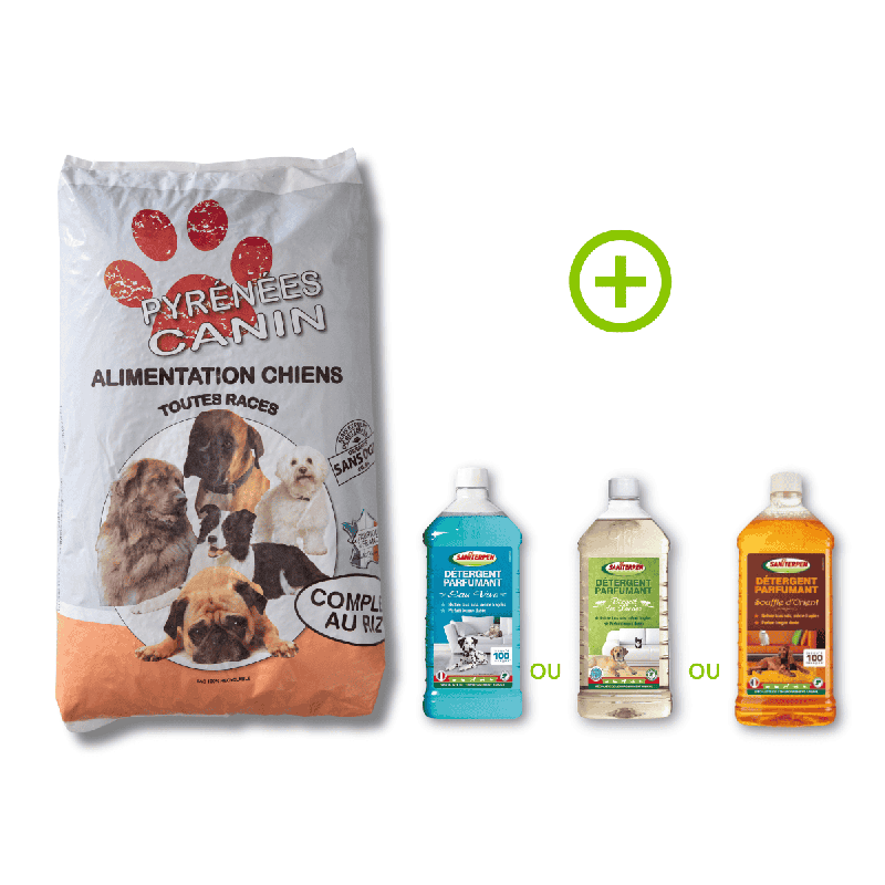 Pack Croquettes Chien Complet au Riz 26/14 + Saniterpen | Pyrénées Canin
