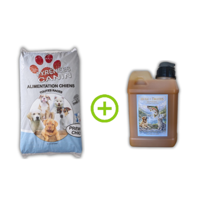 Pack Premium Chiot + 1 bidon 1 KG Huile de truite